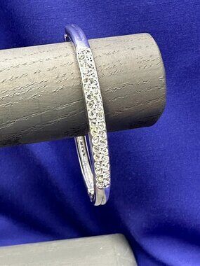 Swarovski Rhodium-Plated Hinged Bracelet w/Pave Crystals